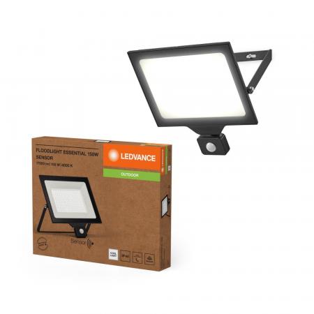 LEDVANCE LED Fluter Floodlight Essential mit Sensor 150W 4000K Neutralweiß IP44 schwarz